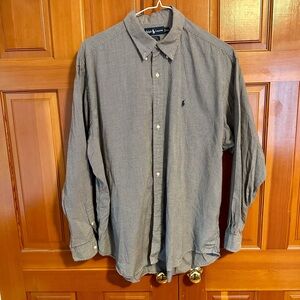 Ralph Lauren Blake dress shirt. Blue micro houndstooth.  Blue pony embroidered